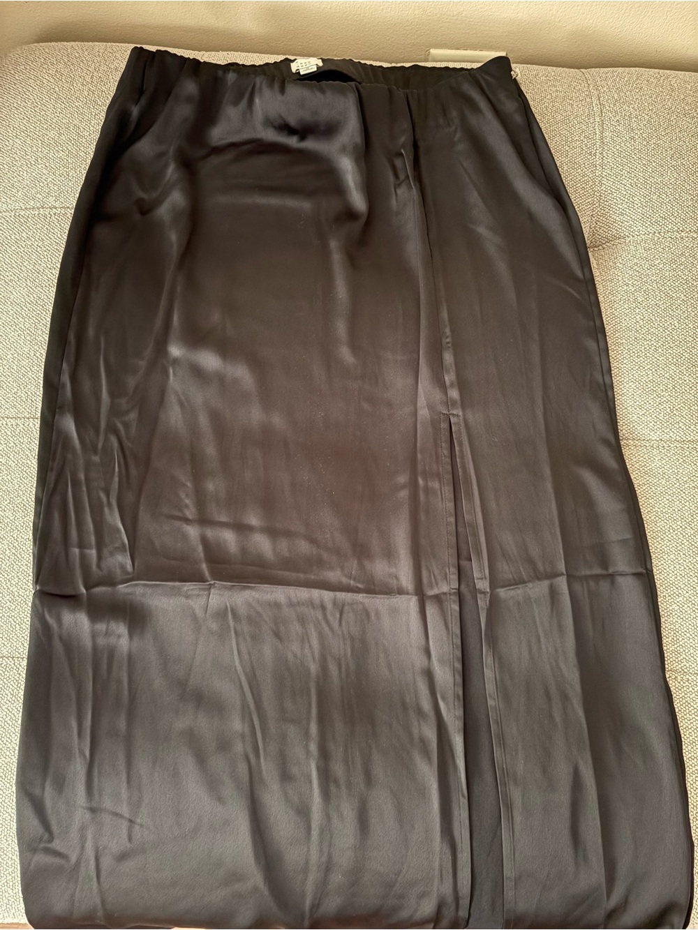 a new day Black Satin Maxi Skirt with Front Slit